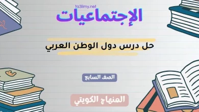 حل درس دول الوطن العربي للصف السابع الكويت